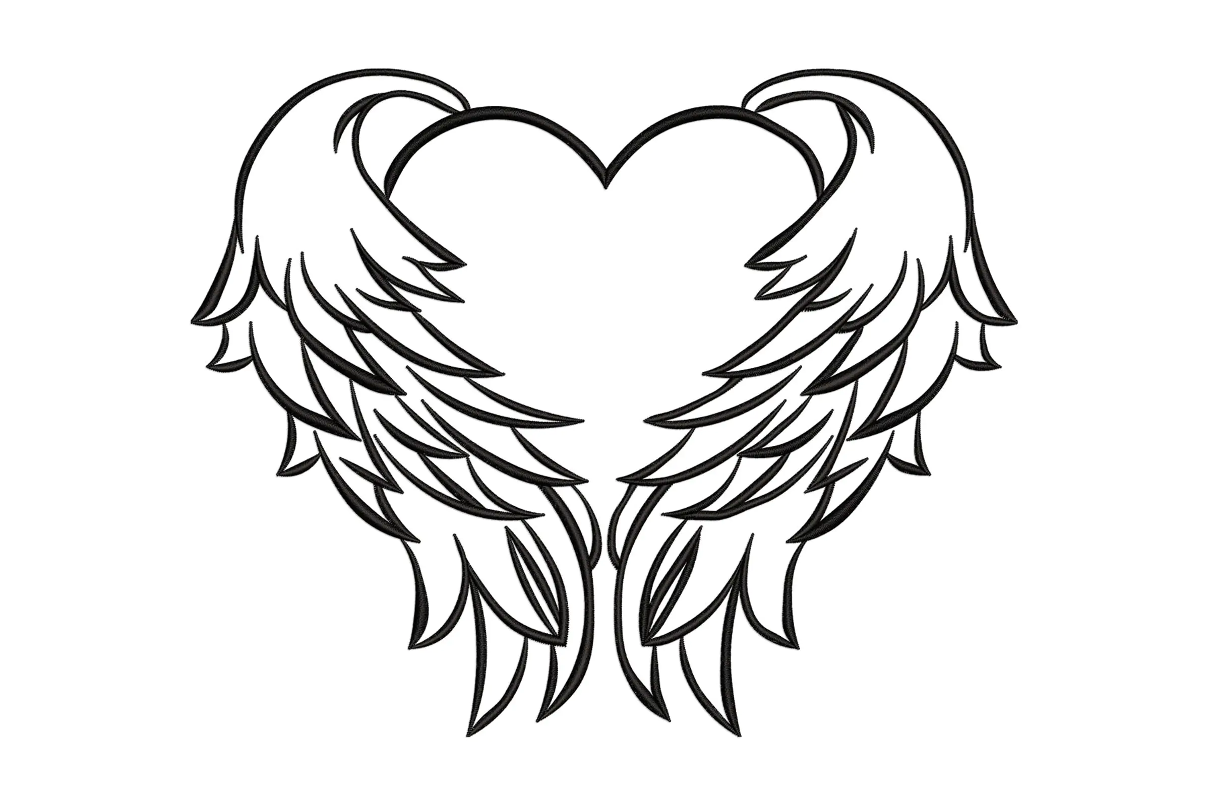 Heart with Angel Wings Embroidery Design