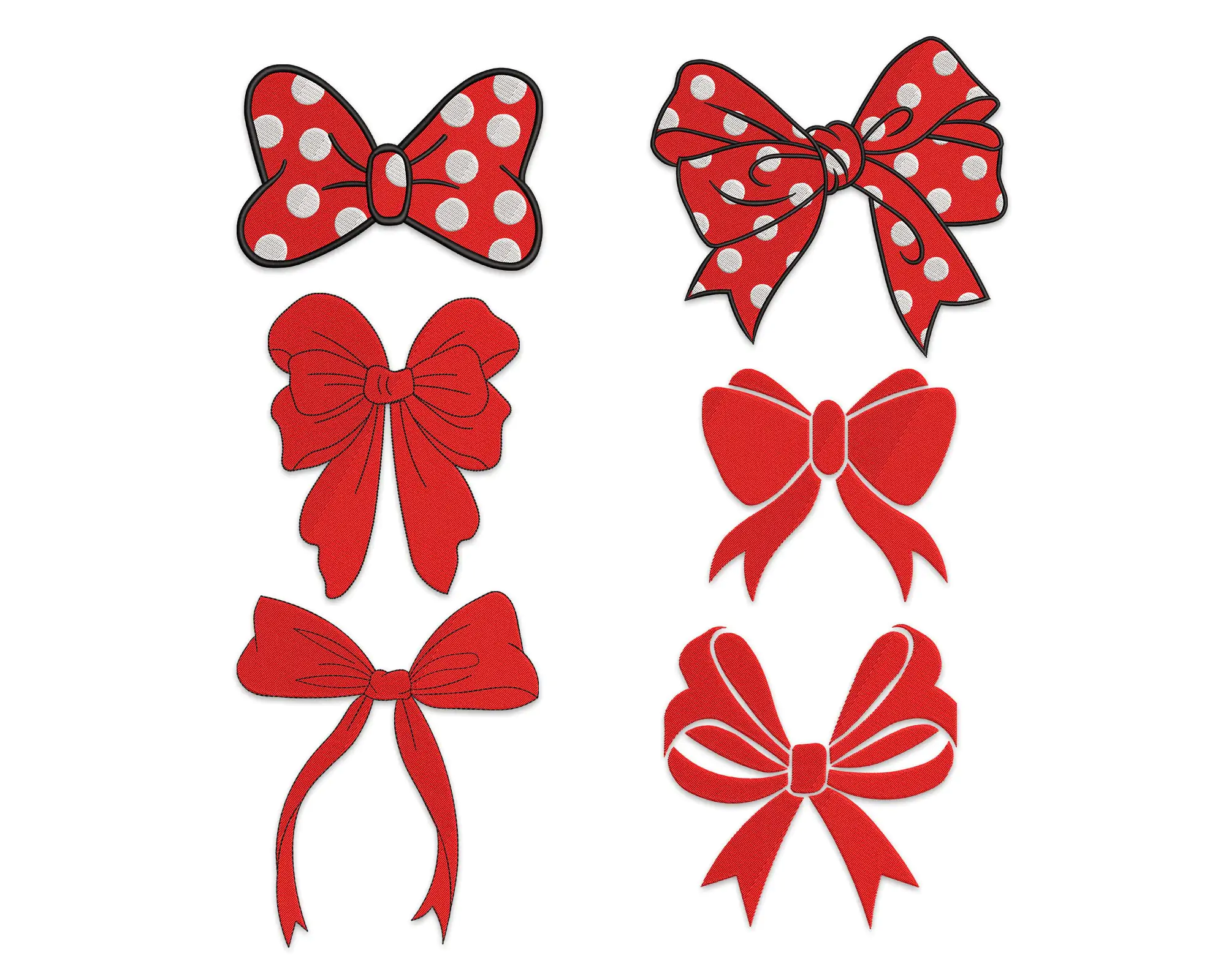 Bows Embroidery Design. Mini Bow Ribbon Machine Embroidery Designs