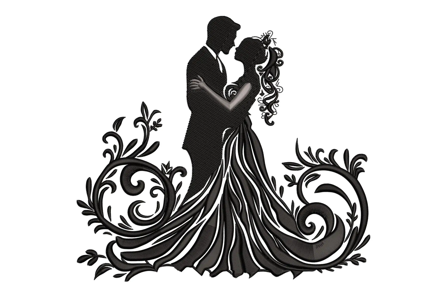Free Bride & Groom Wedding  Machine Embroidery Design , Wedding Couple Embroidery Design