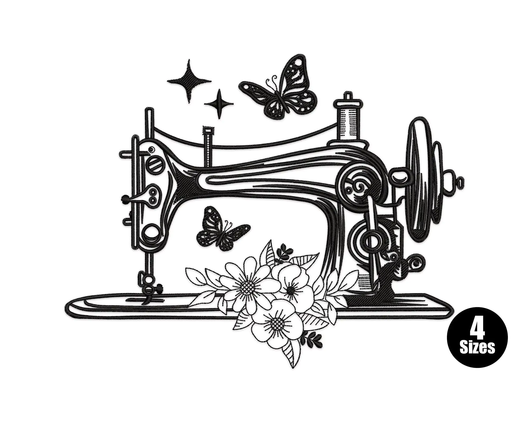 Sewing Machine - Machine Embroidery Design, Vintage Sewing Machine embroidery design