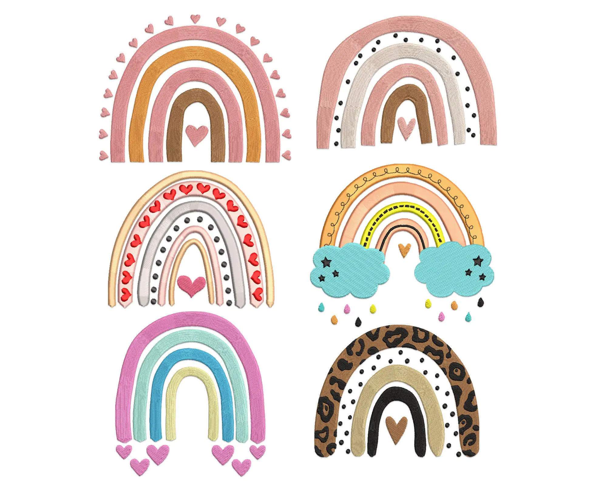 Boho Rainbow Embroidery Designs Bundle