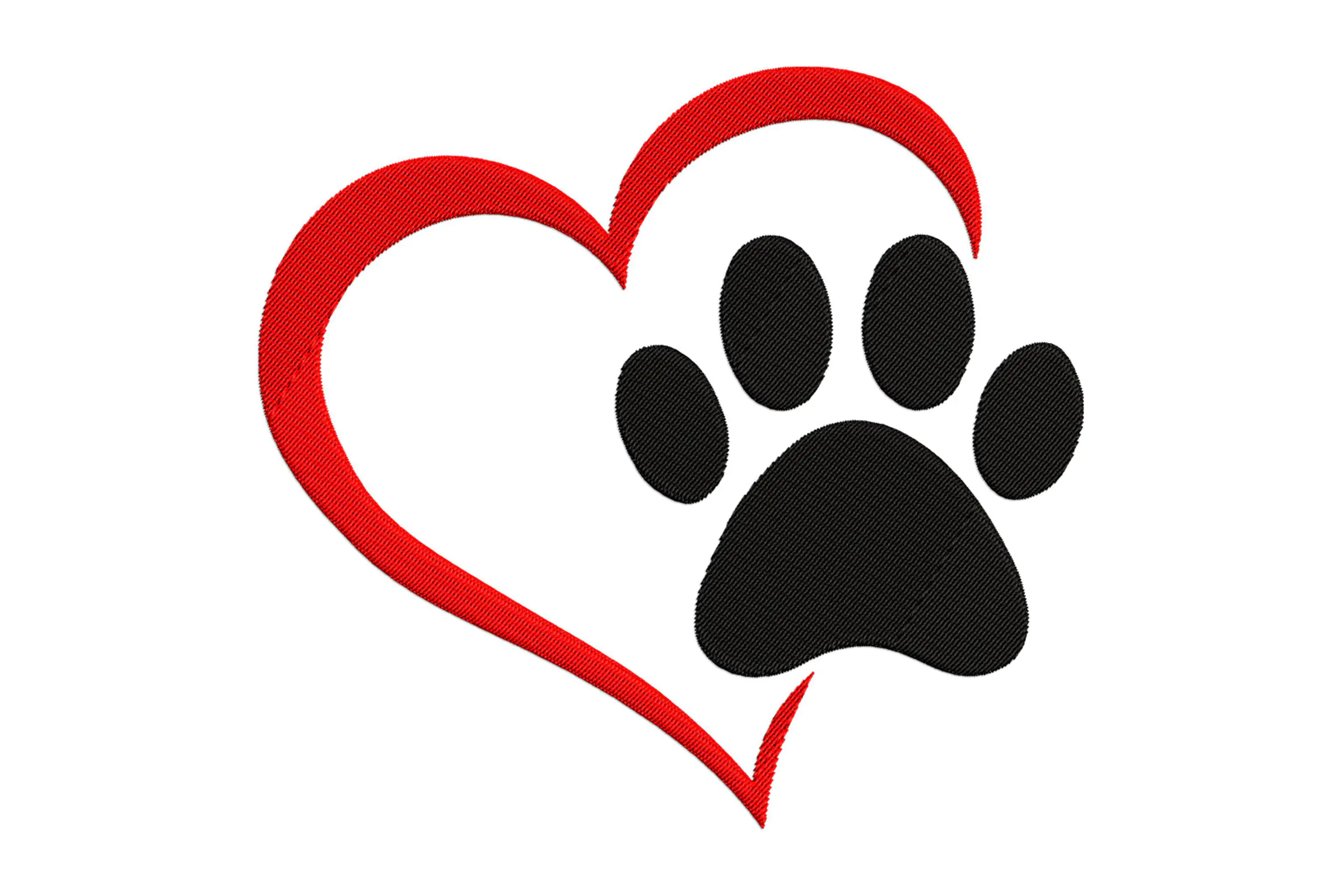 Paw with Heart Embroidery Design