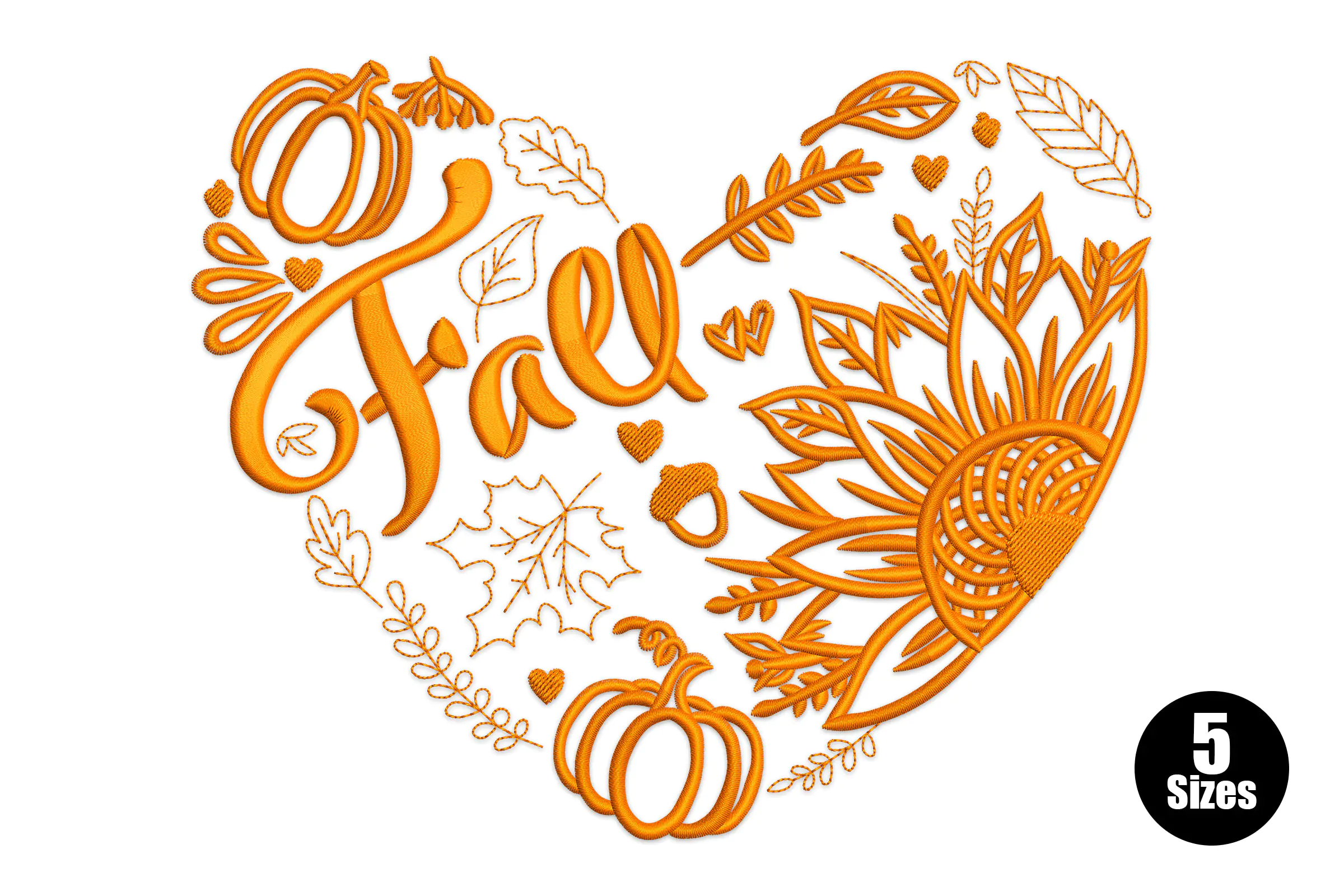 Fall Heart Embroidery Design