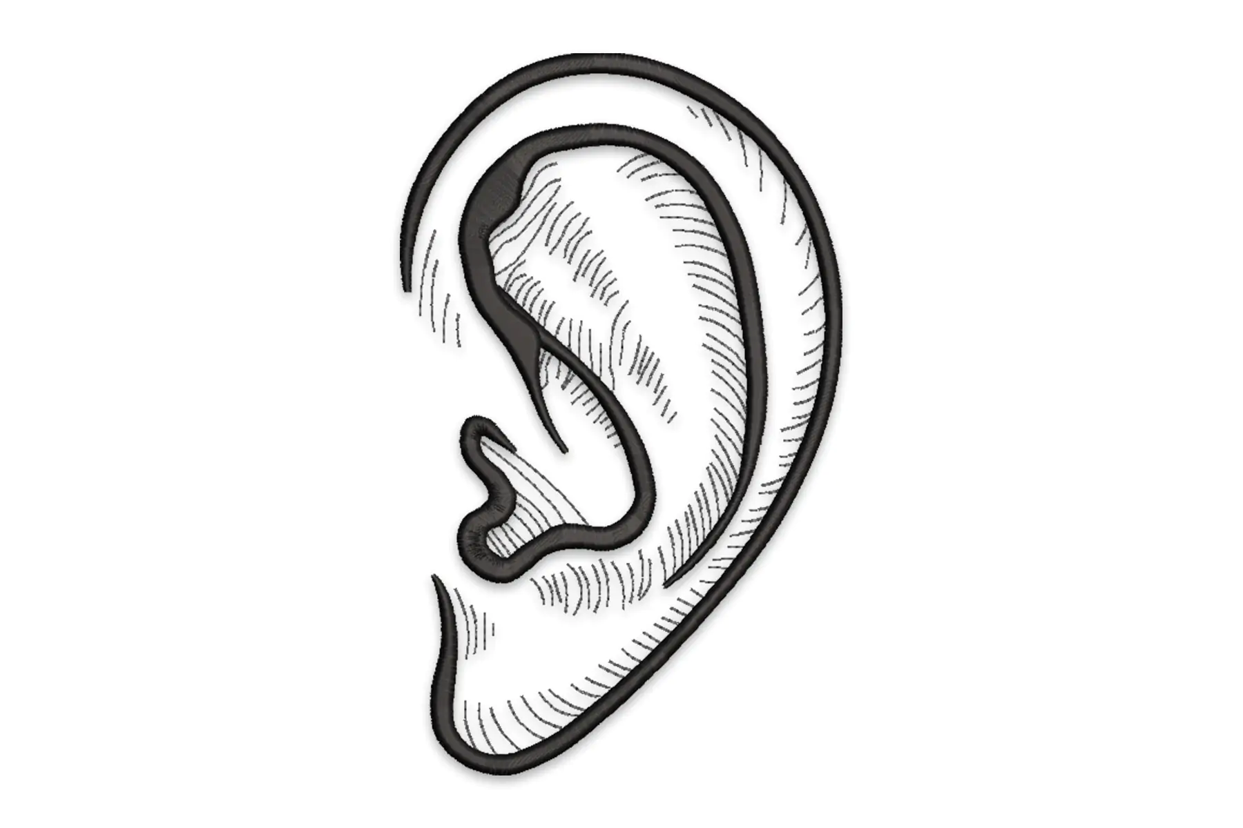 Free Ear Embroidery Design. Ear Silhouette Machine Embroidery File