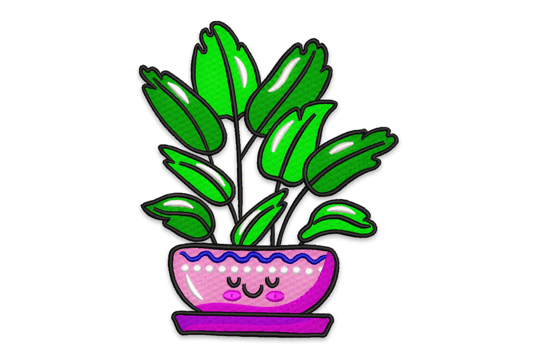 Free House Plant Embroidery Design  . Pot Plants Embroidery Design