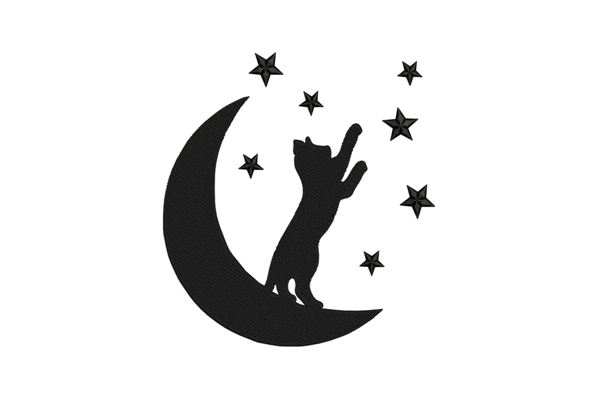 Cat on Moon Embroidery Design