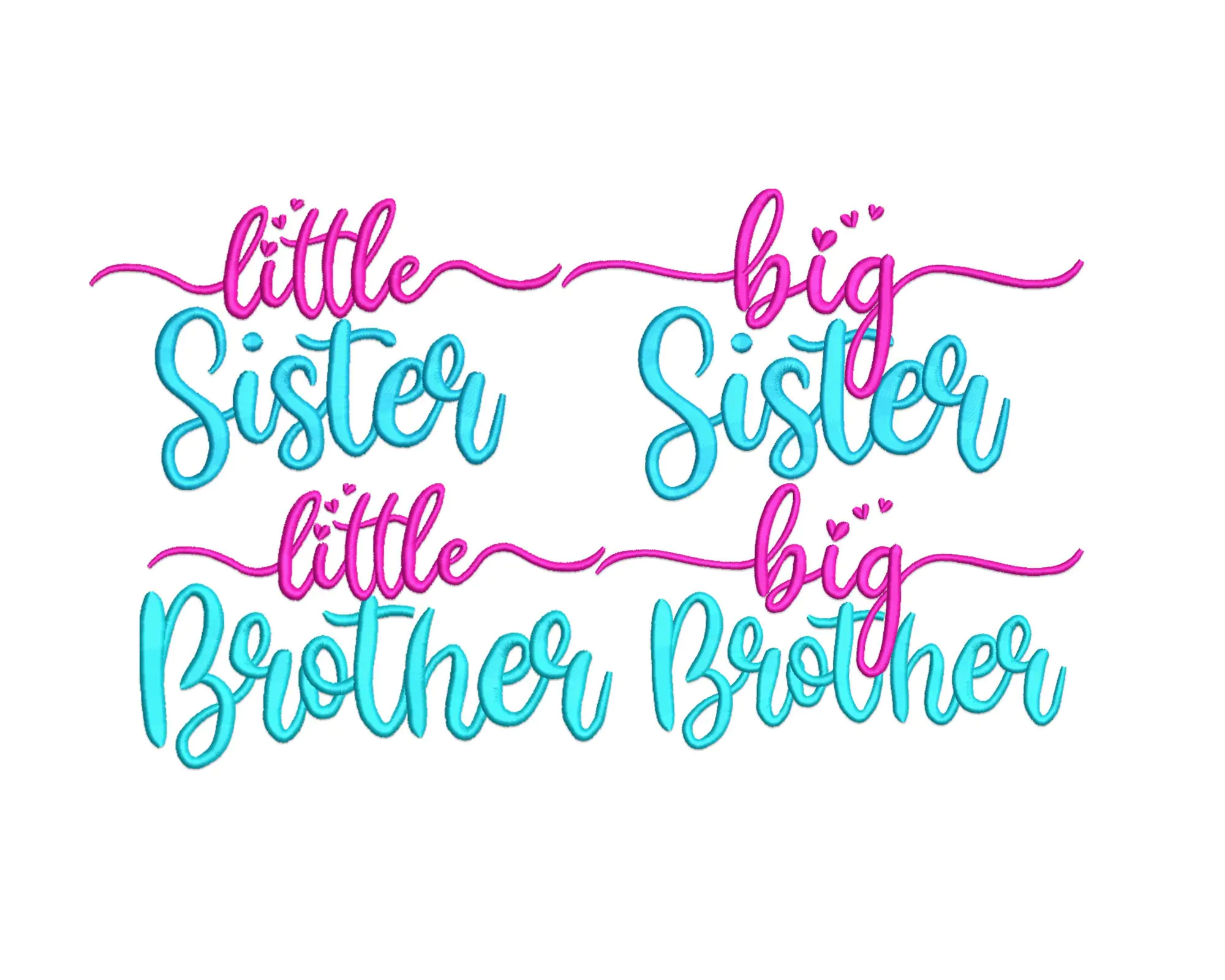 Little Brother, Big Brother, Little Sister, Big Sister  Machine Embroidery  Design