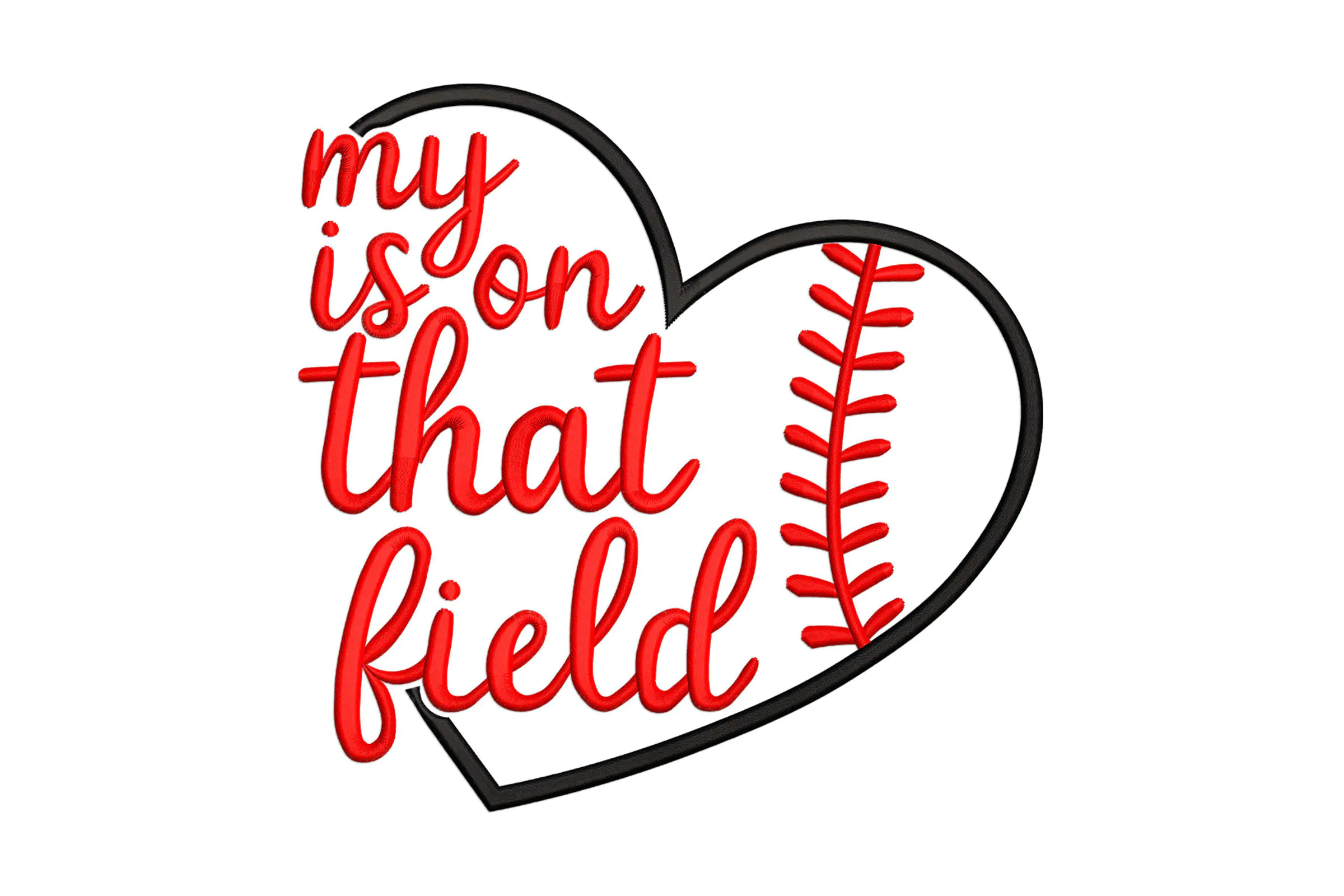 My Heart is on the Field Baseball Embroidery Design