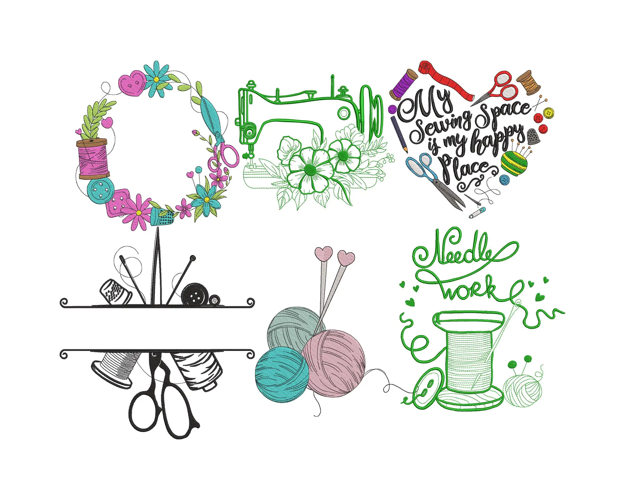 Sewing Machine Embroidery Designs Pack.