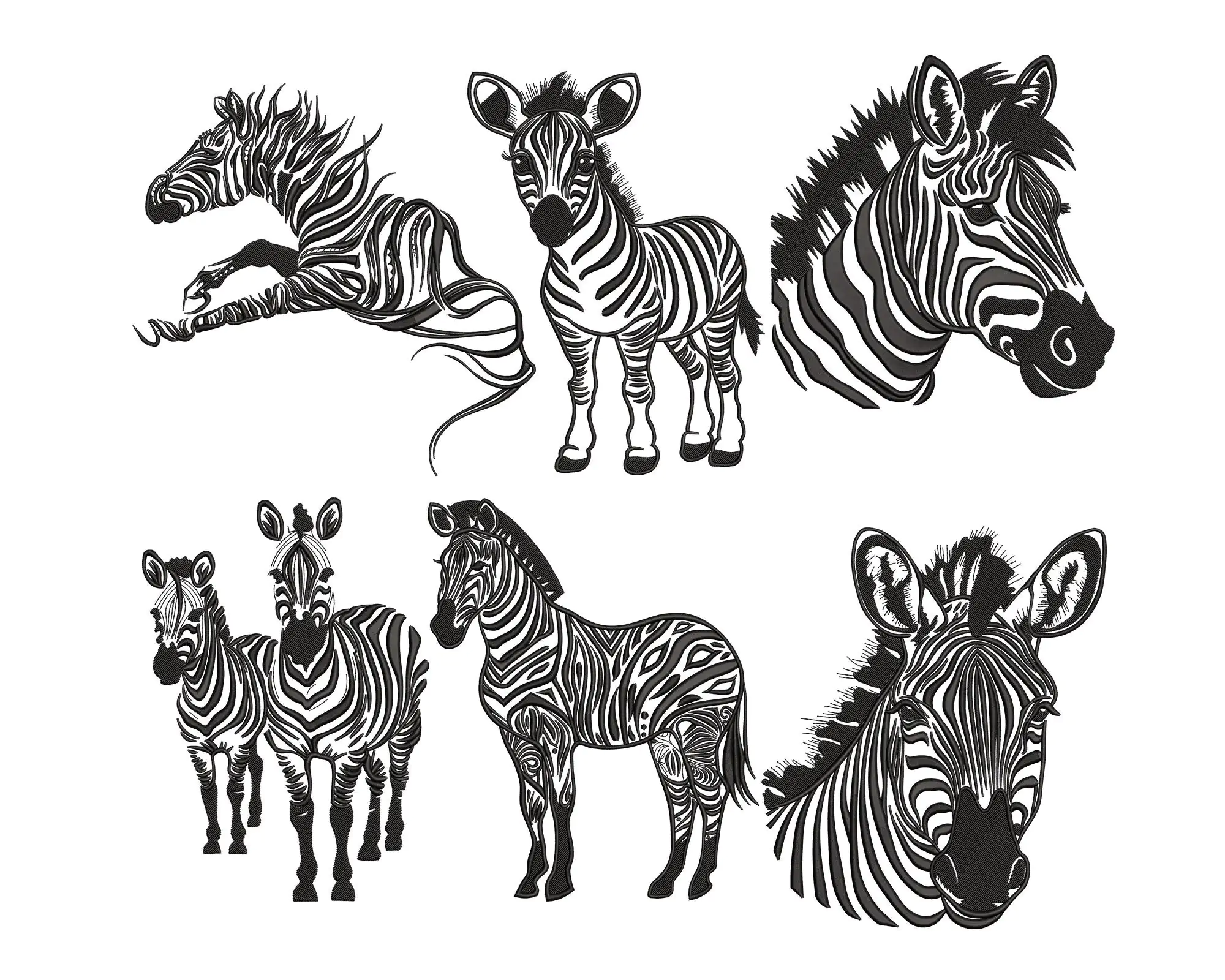 Zebra Embroidery Design. Zebra Face Machine Embroidery Designs, Animal Embroidery file