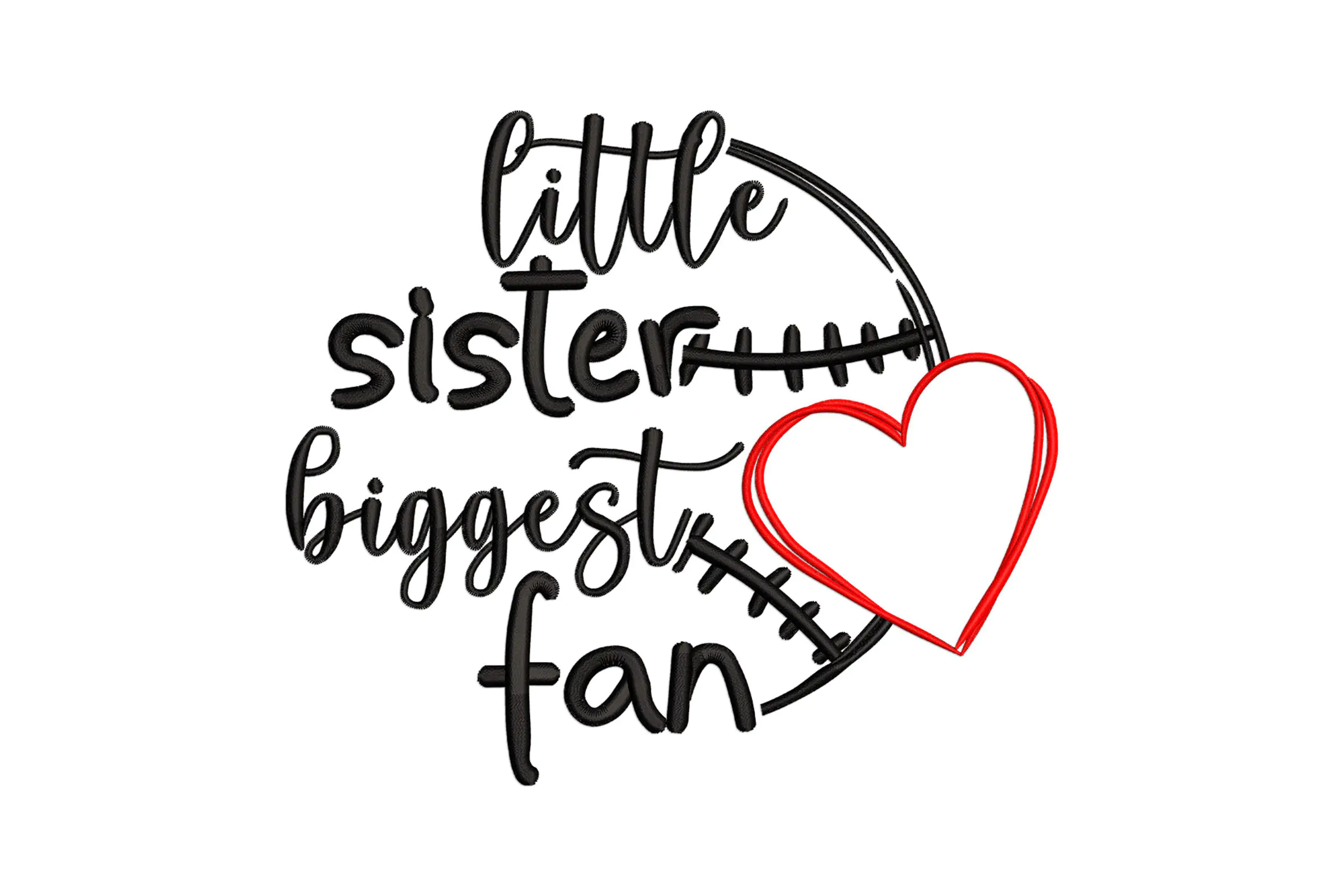 Little Sister Biggest Fan Baseball Embroidery Design