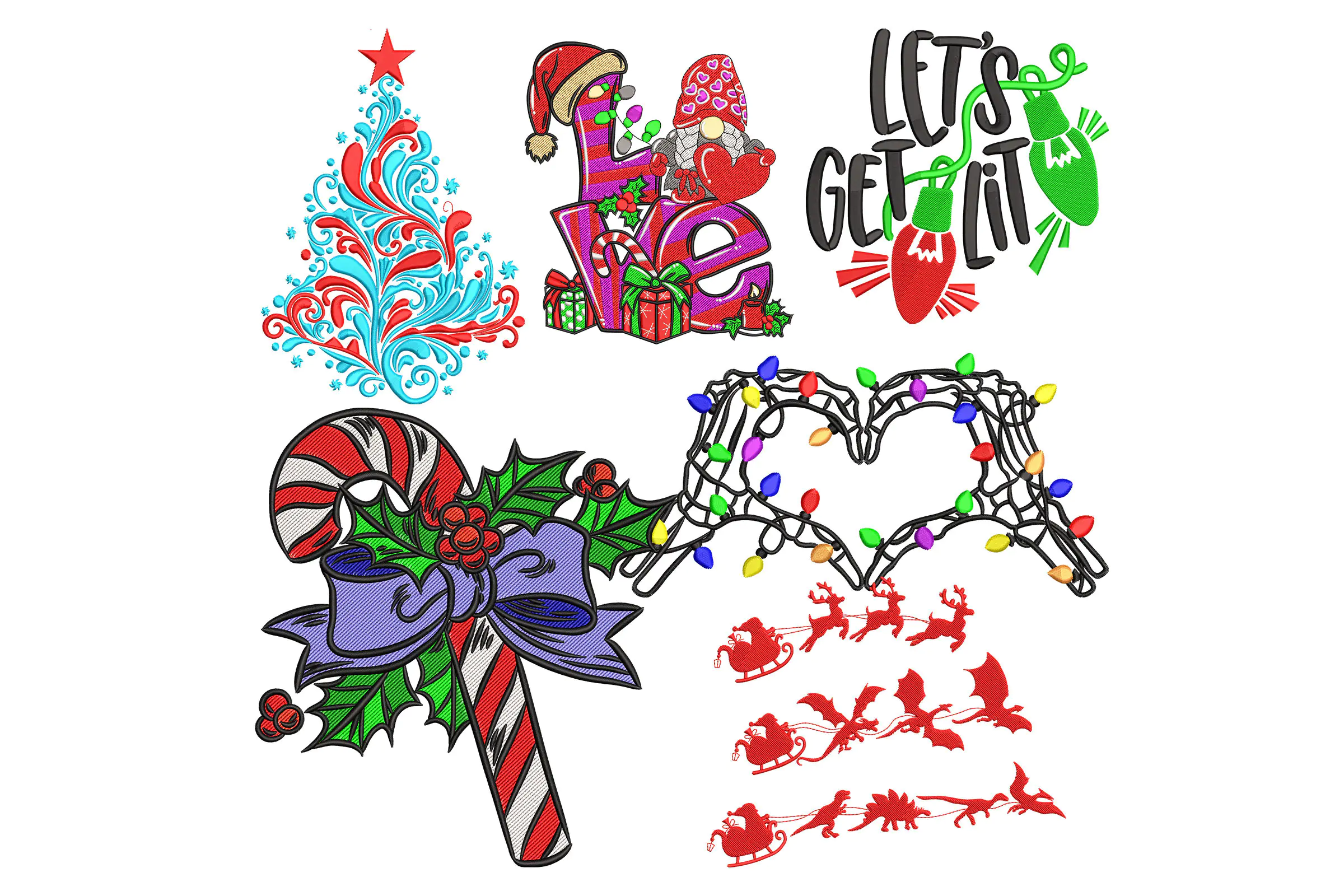Christmas Embroidery Design Bundle. xmas merry chrismas designs for embroidery machine