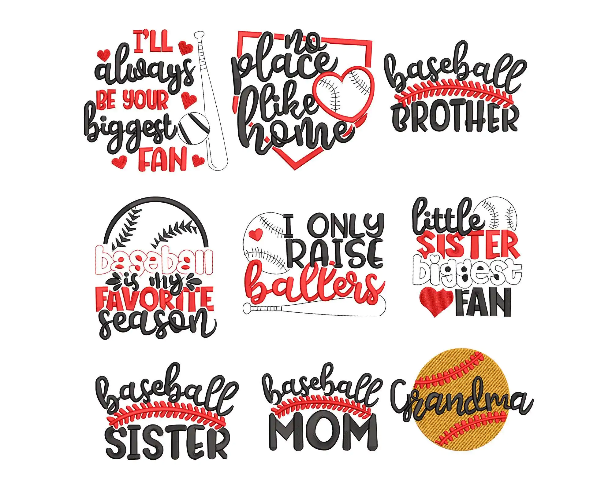 Baseball Sayings Embroidery designs Bundle , Baseball Machine Embroidery Design