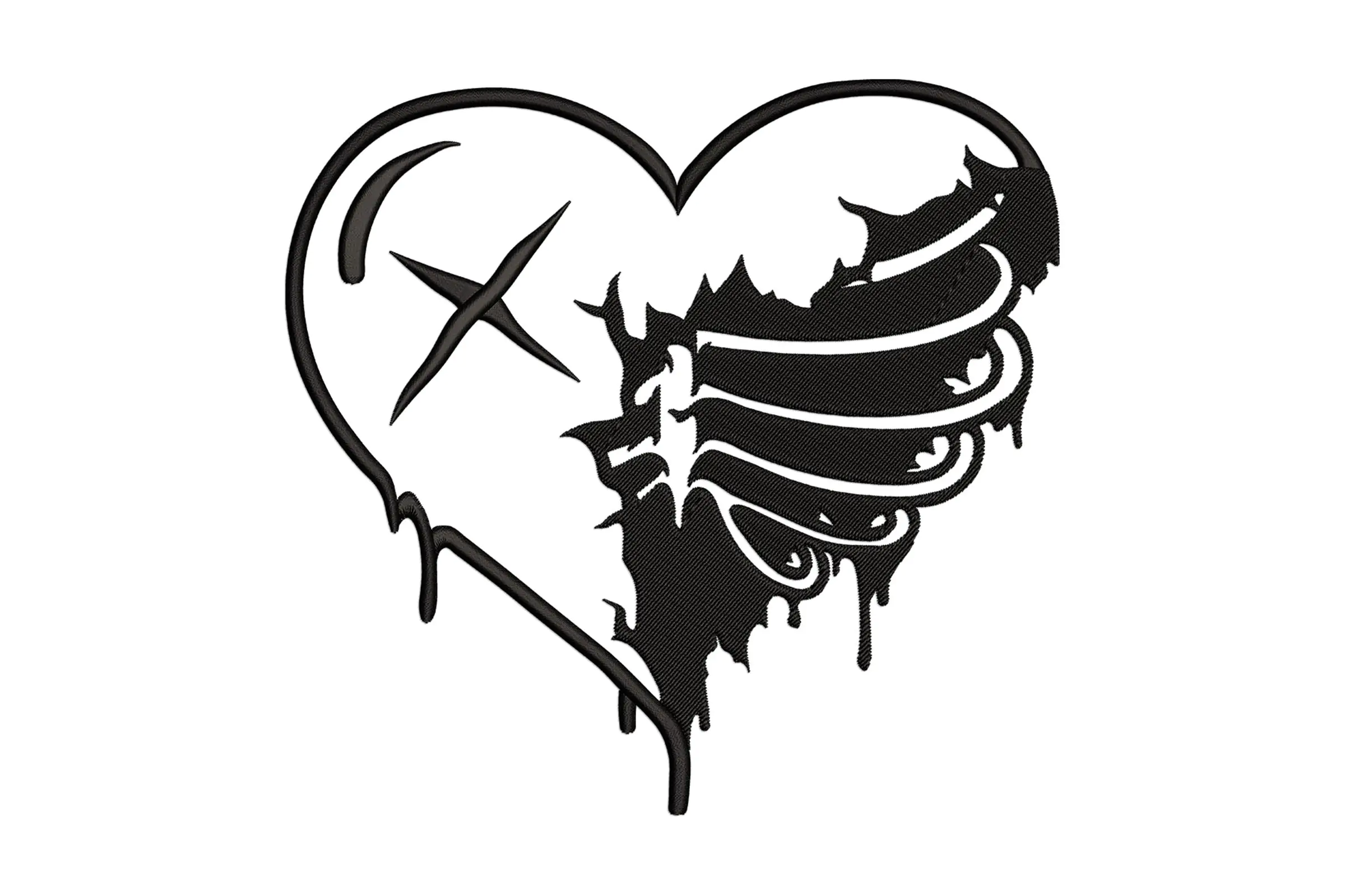Skeleton Heart Embroidery File  - Halloween Design For Clothing Decoration