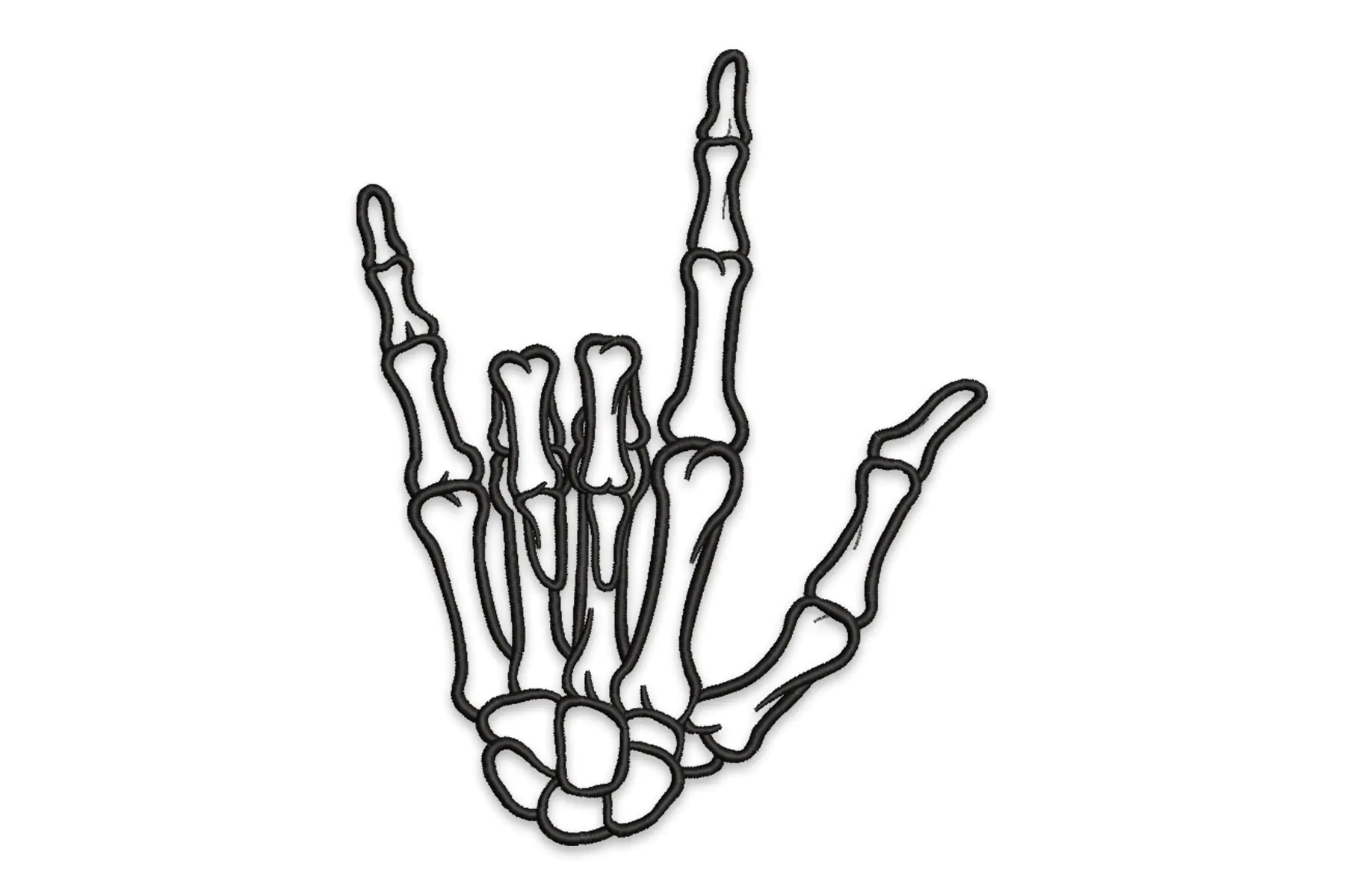Free Rock on Skeleton Hand Embroidery Design