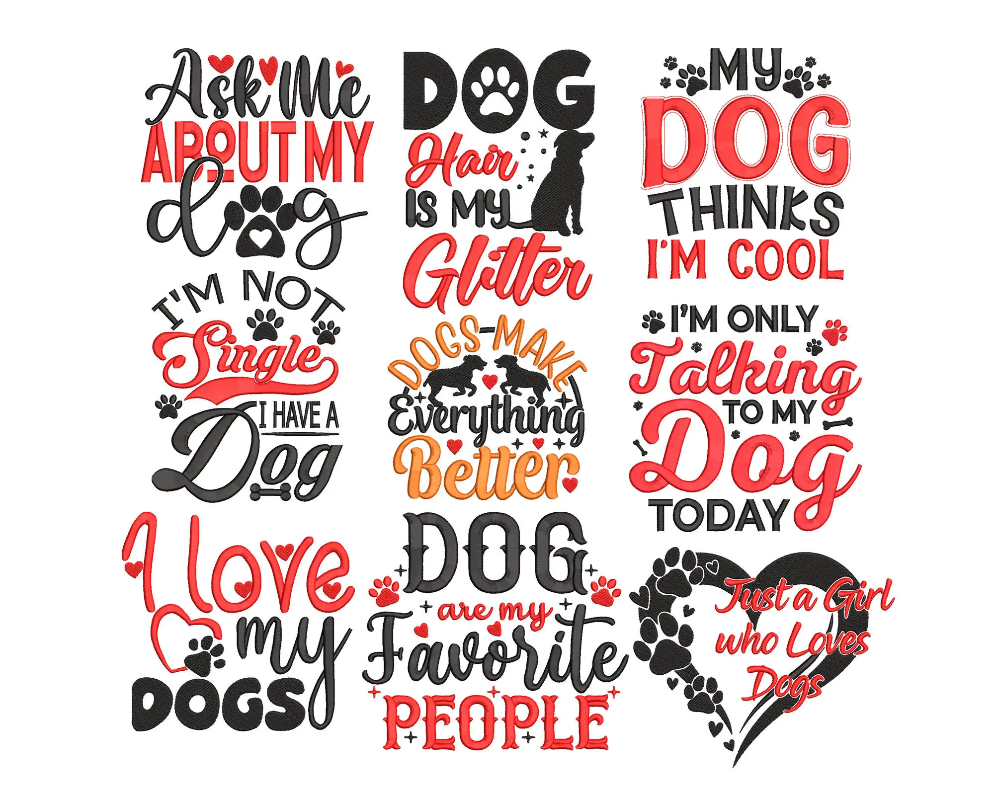 Dog Quotes embroidery design. Dog Lover Machine Embroidery Design