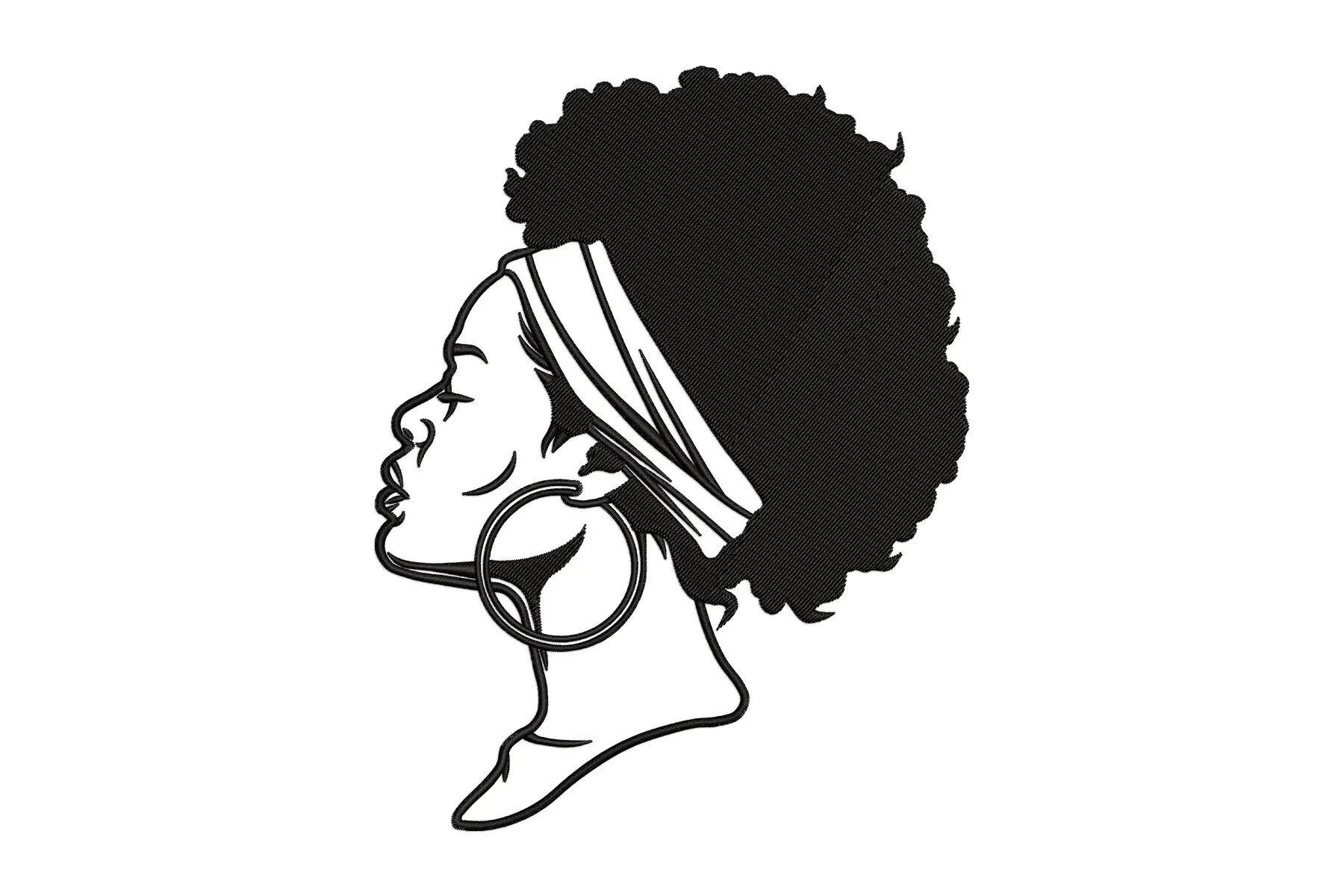 Free Afro Woman Embroidery Design, Afro Woman Face Embroidery Design