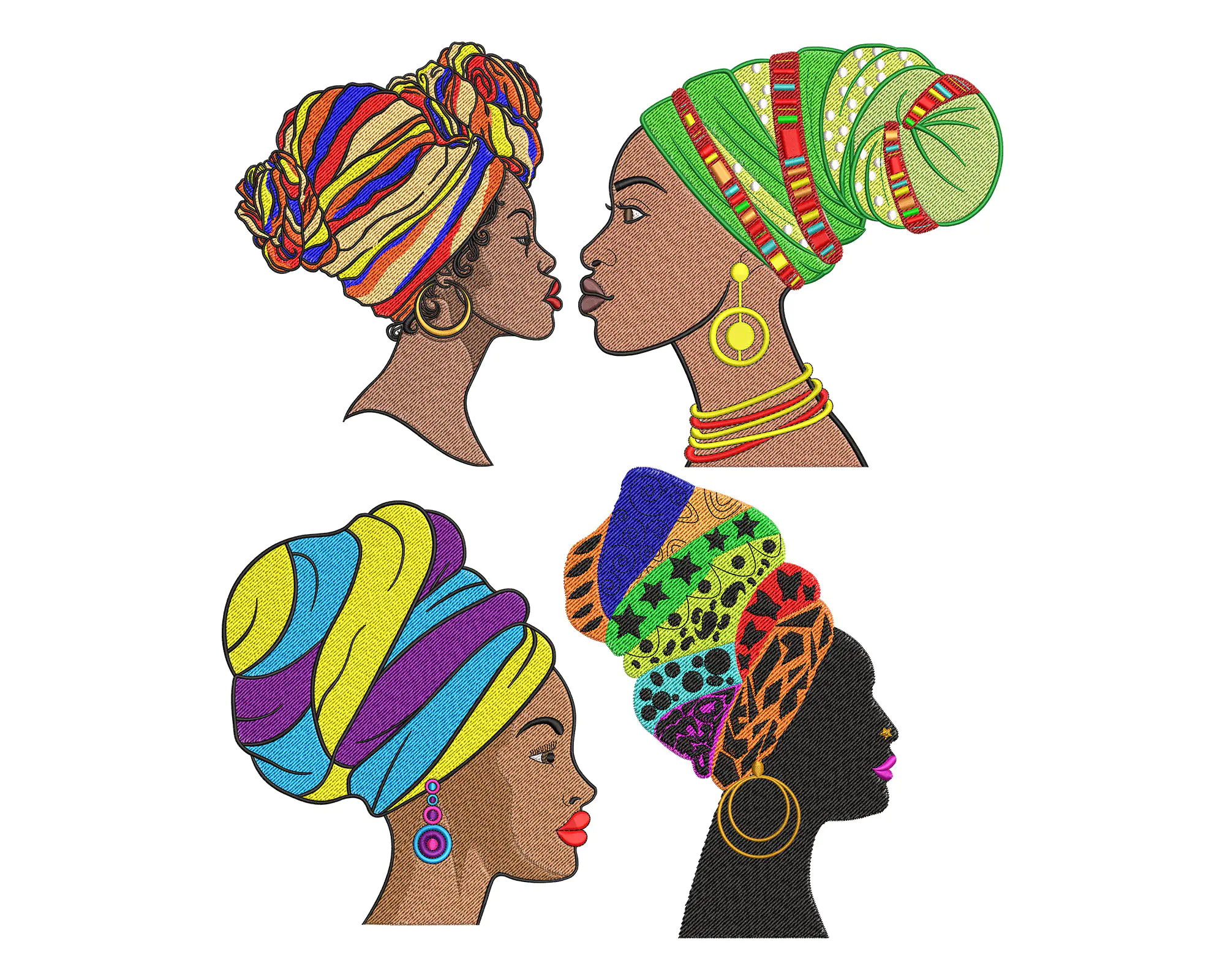 Afro Girl  Embroidery Designs , African Woman Machine Embroidery file
