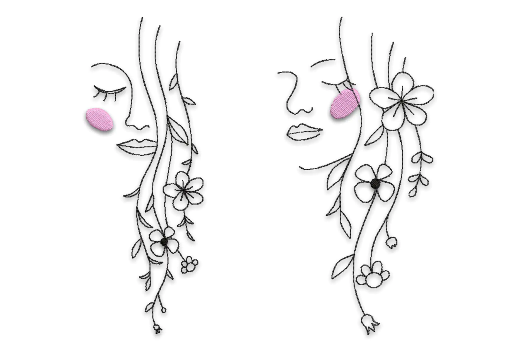 Free Girl with Flower Machine Embroidery Design