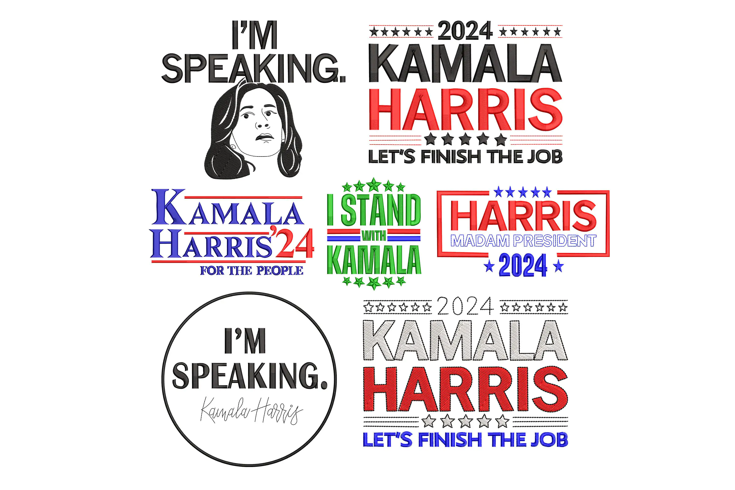 Kamala Harris Machine Embroidery Bundle . Kamala Harris 2024 Embroidery Design