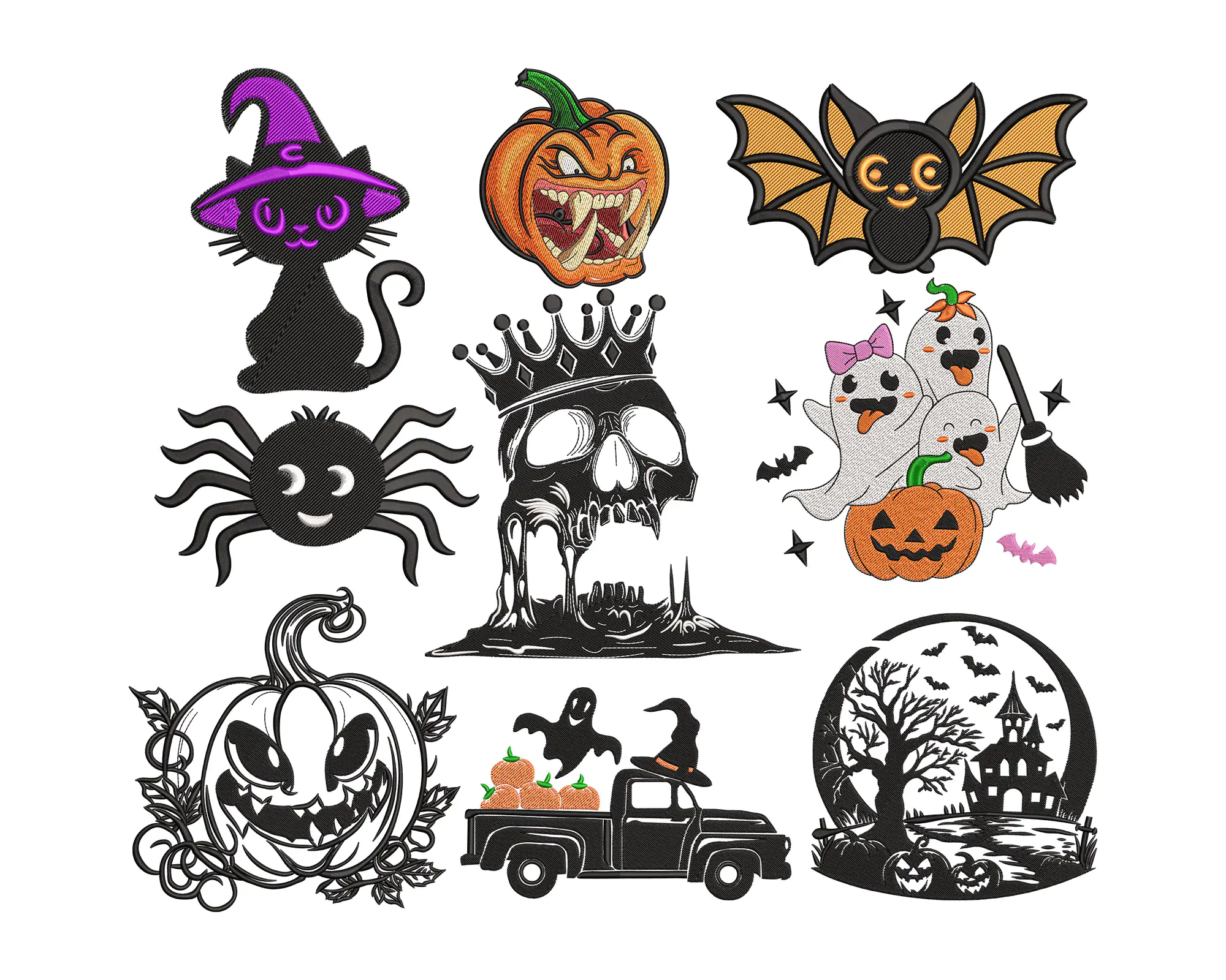 Halloween embroidery designs , spooky season embroidery File