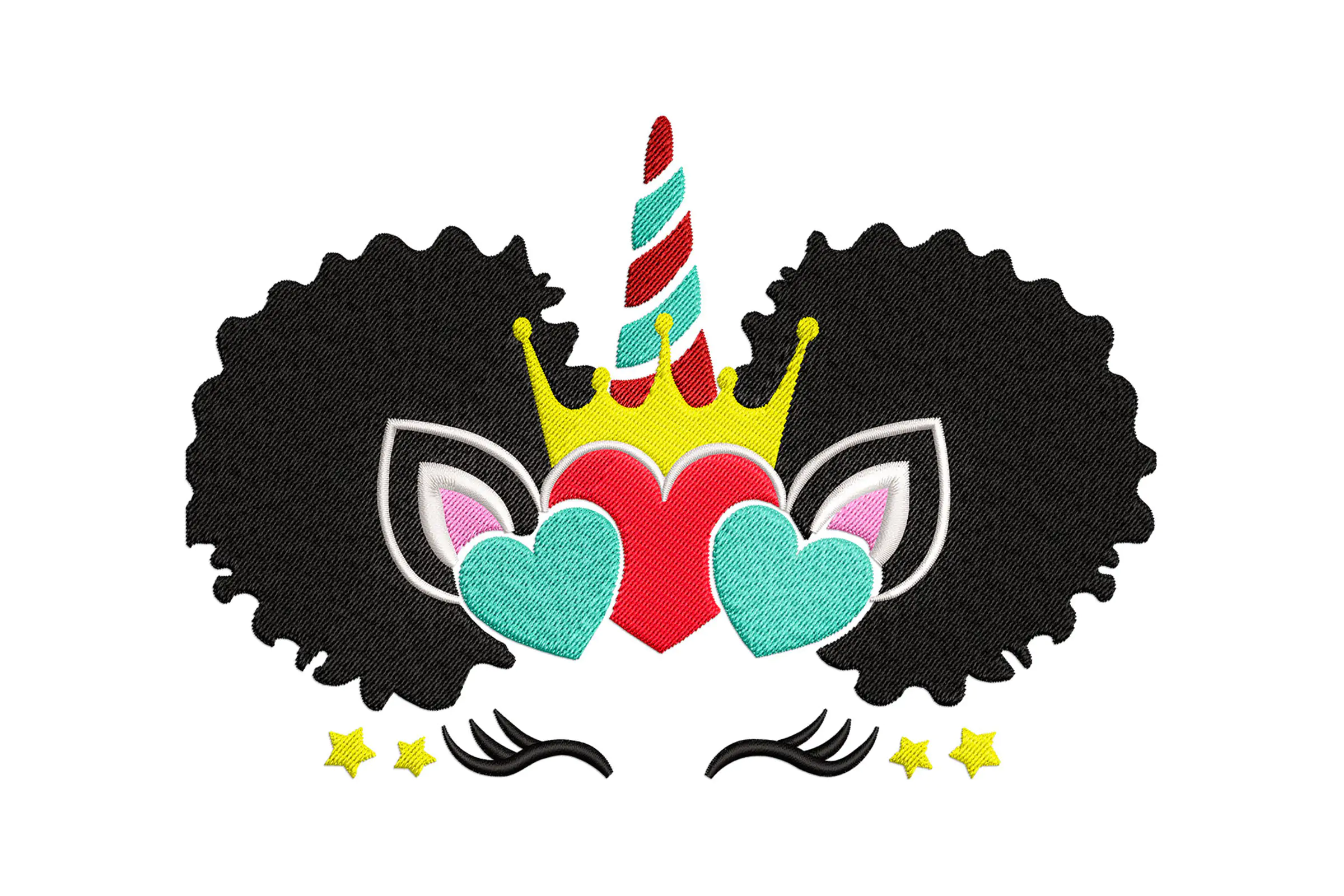 Afro Puffs Unicorn Embroidery Design