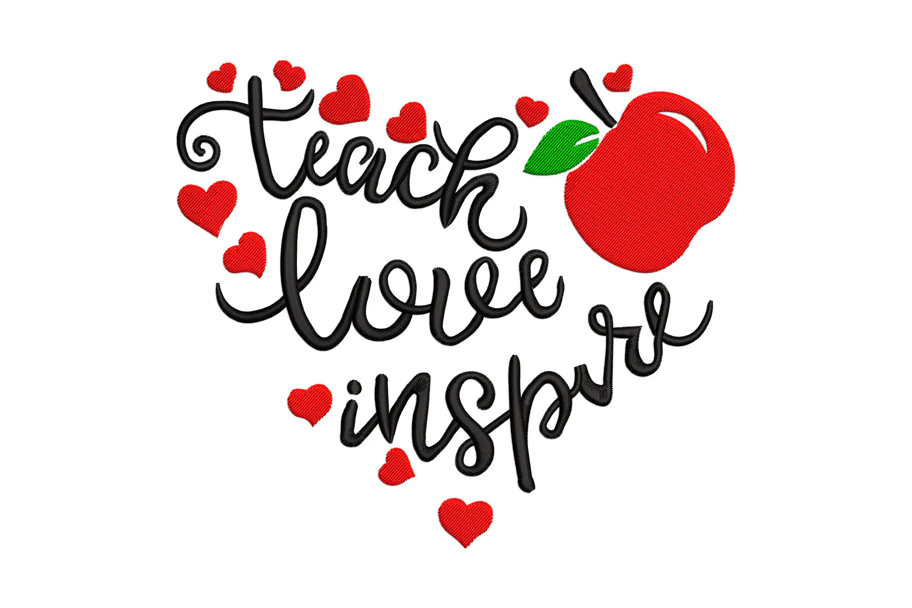 Free Teach Love Inspire Embroidery Design, Teacher Appreciation Embroidery File