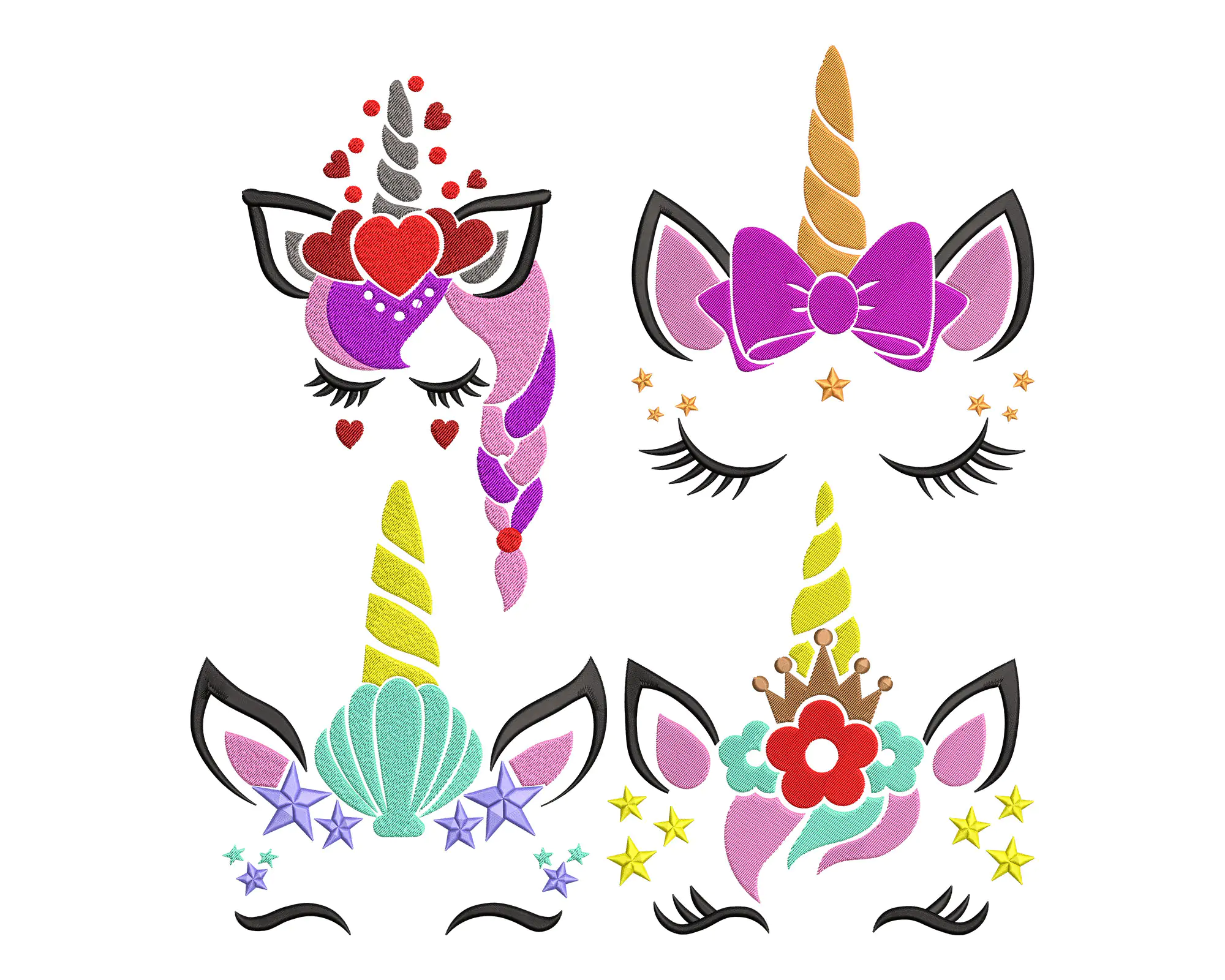 Unicorn Face Embroidery Designs , Unicorn Head  Machine Embroidery File