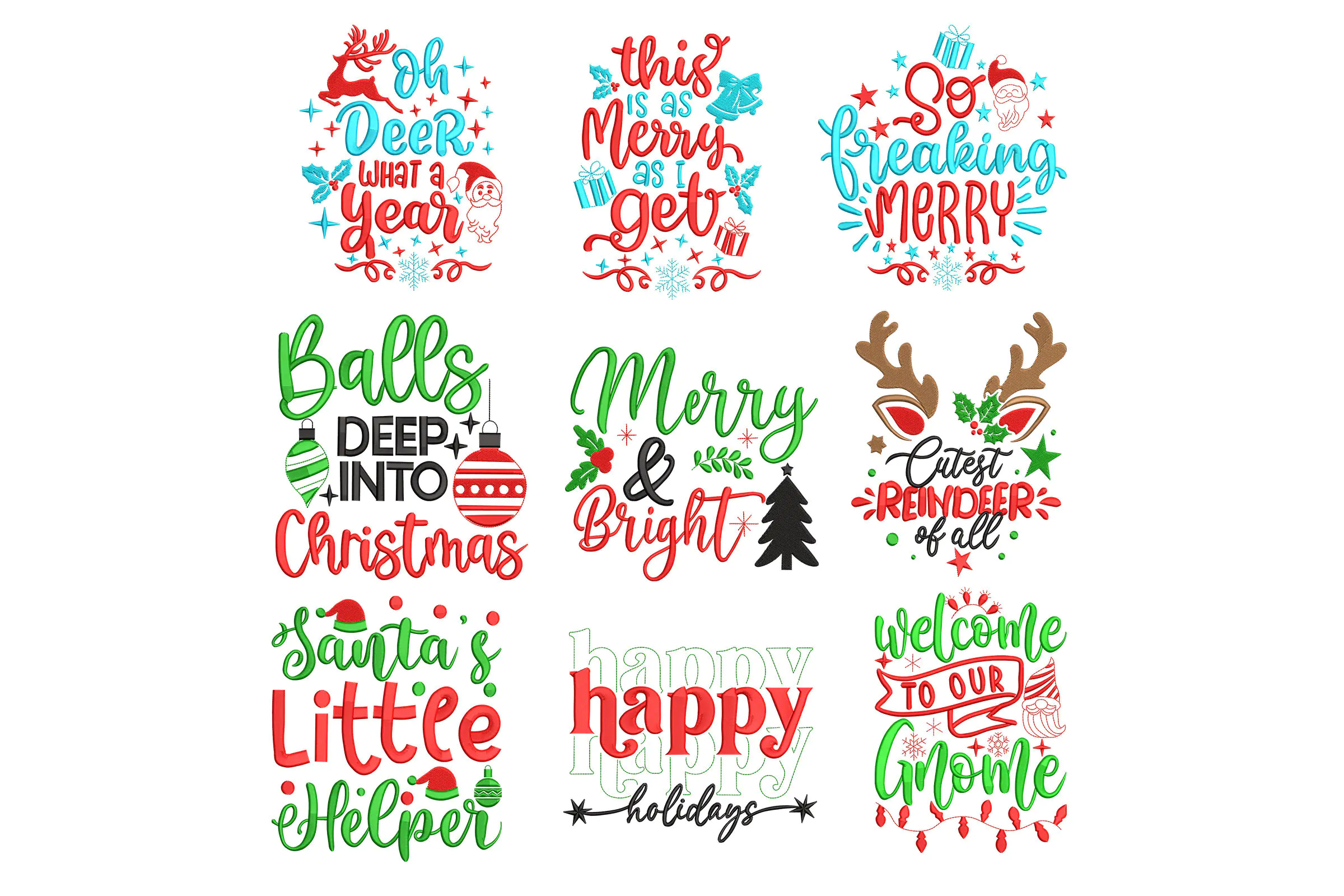Christmas Saying Machine  Embroidery Bundle, Merry Christmas Embroidery Design