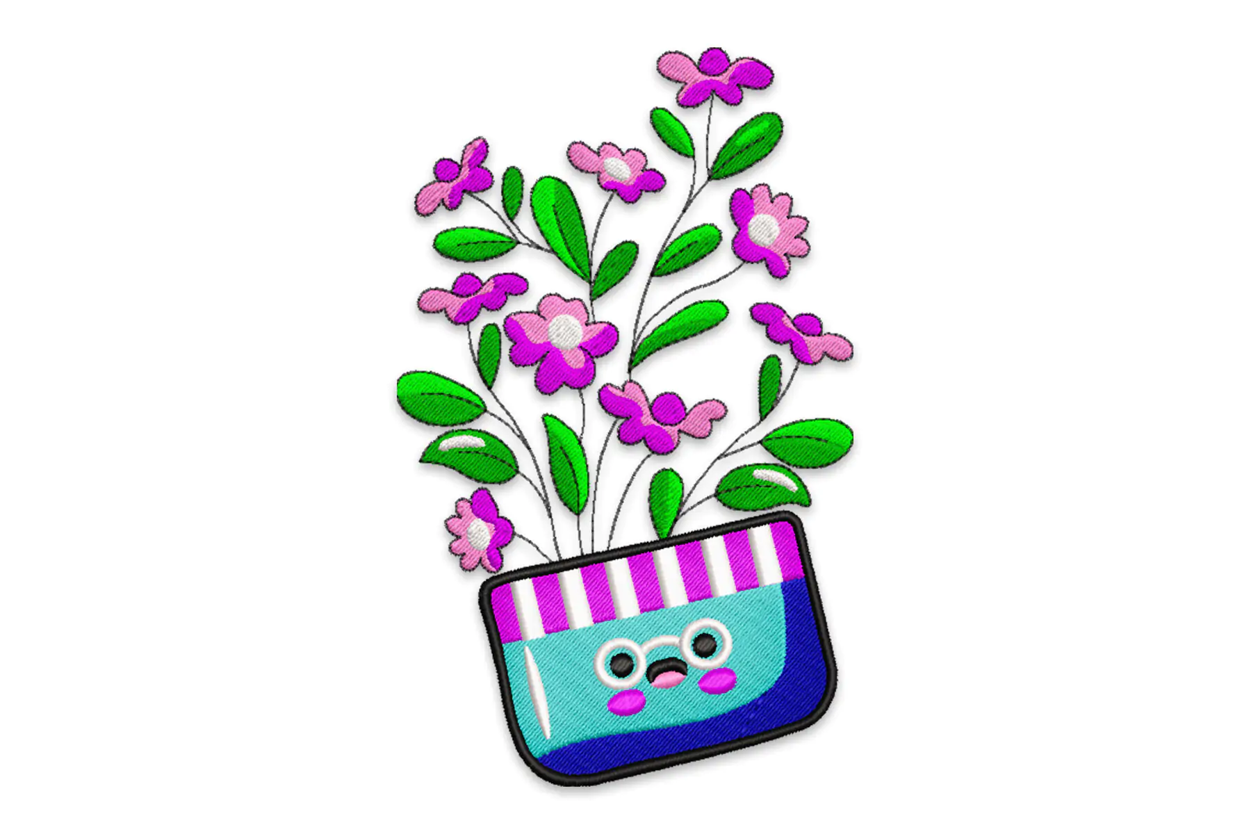 Free Vase with Flowers Machine Embroidery Design. Flower Bouquet in Vase Embroidery Design
