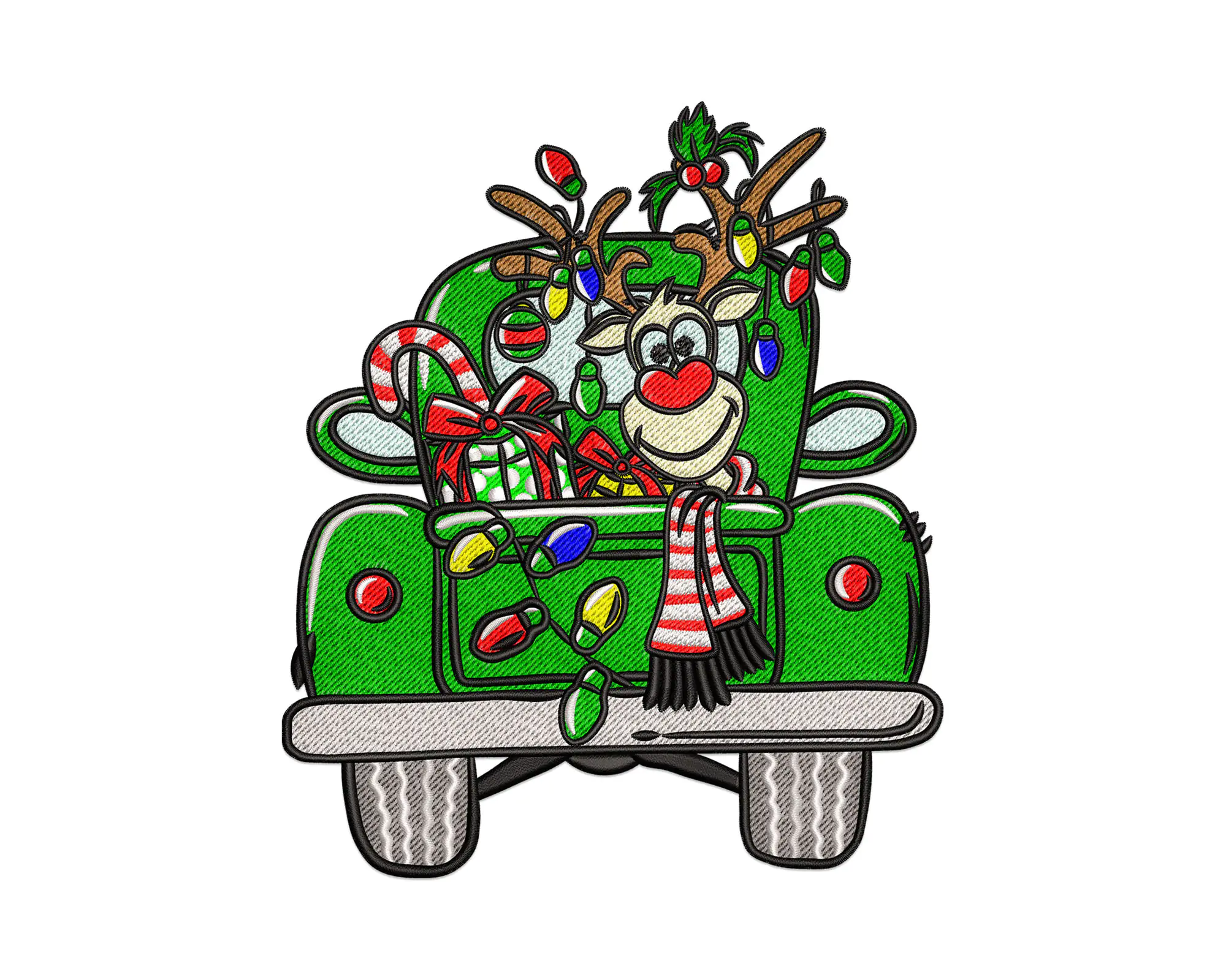 Christmas Reindeer Embroidery Design. Christmas Truck Machine embroidery File