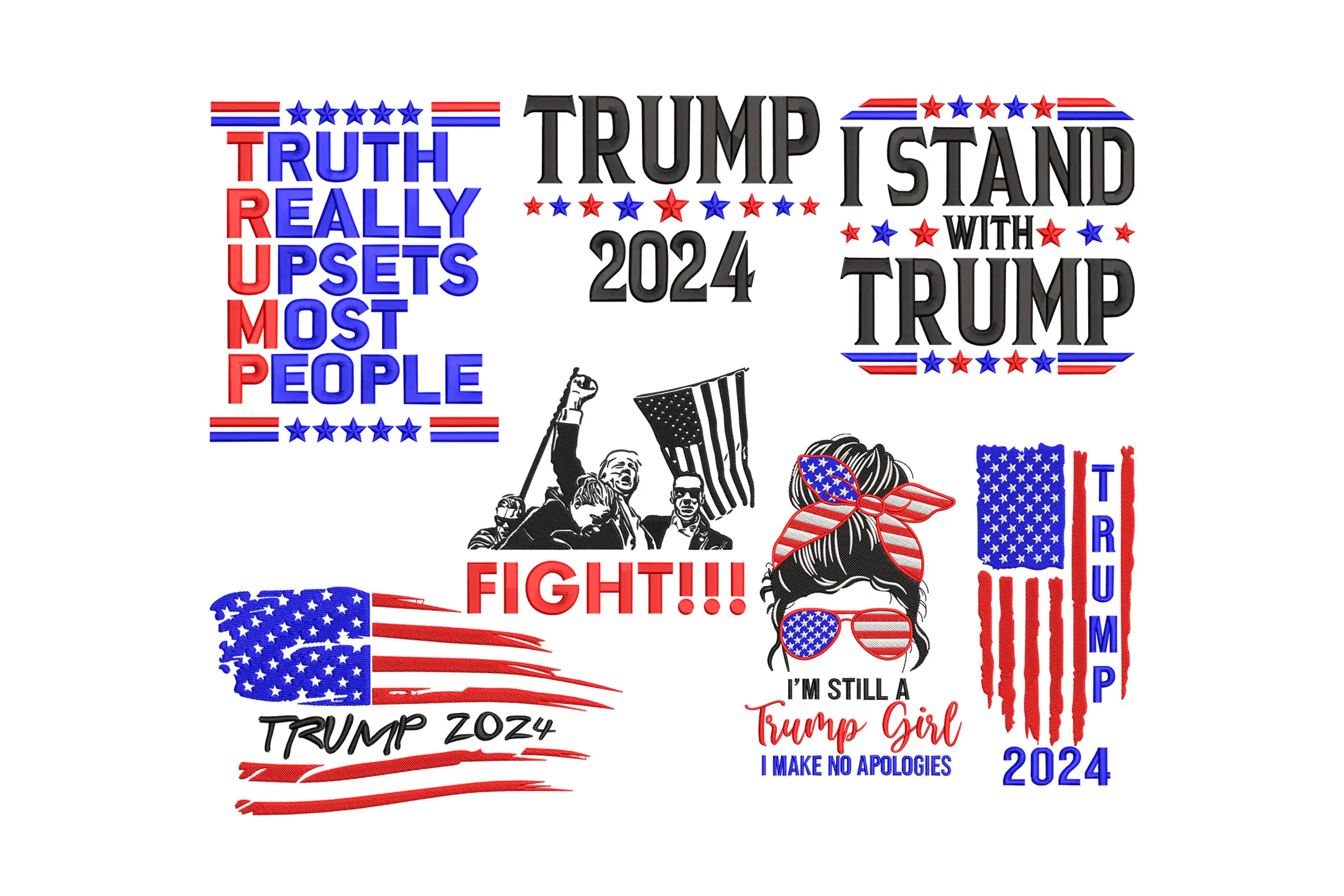 Trump Again 2024 Embroidery Design | Donald Trump Embroidery Design Bundle