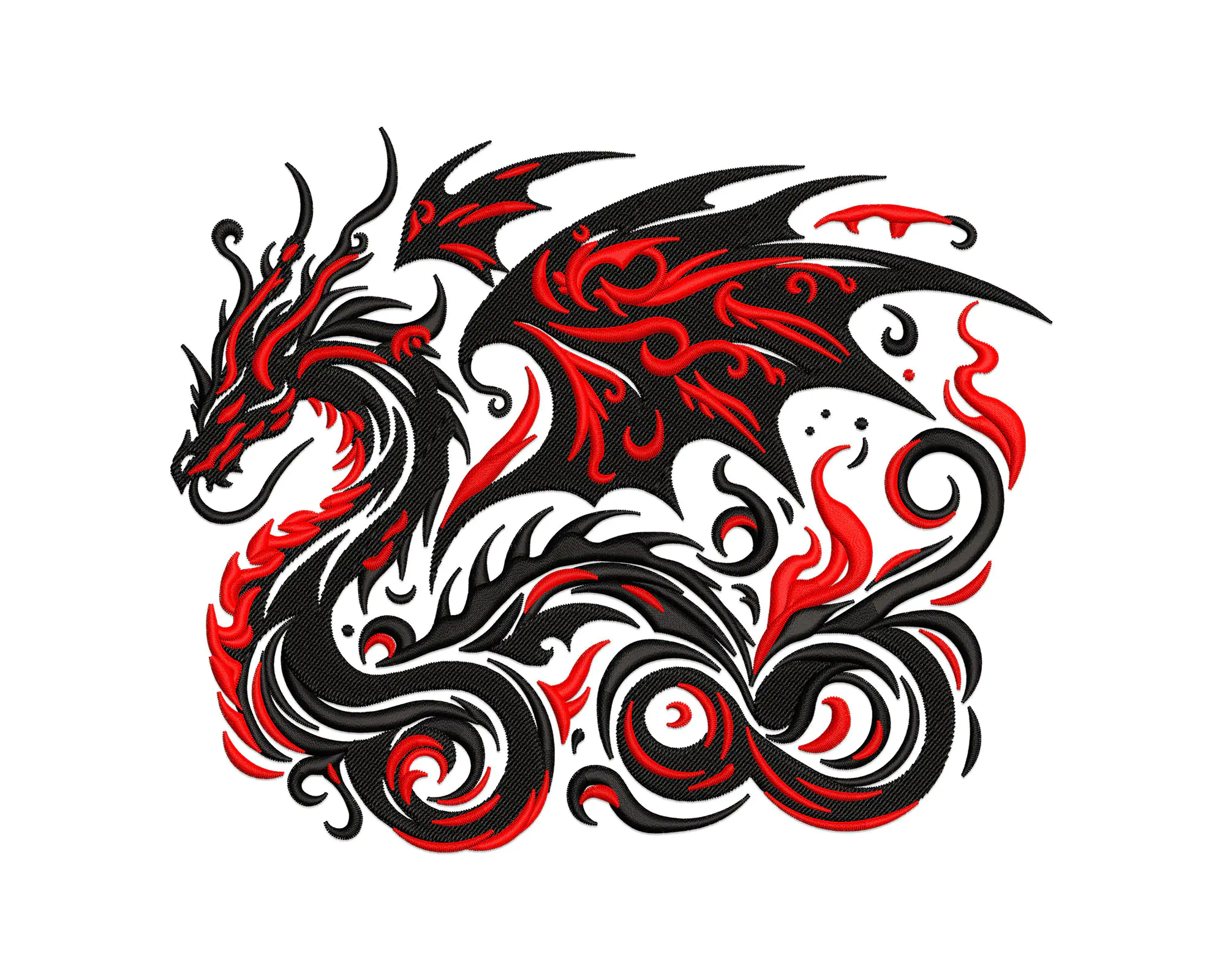 Dragon Embroidery Design -Fire Dragon, Mystic Dragon, Fantasy Dragon Machine Embroidery PES File
