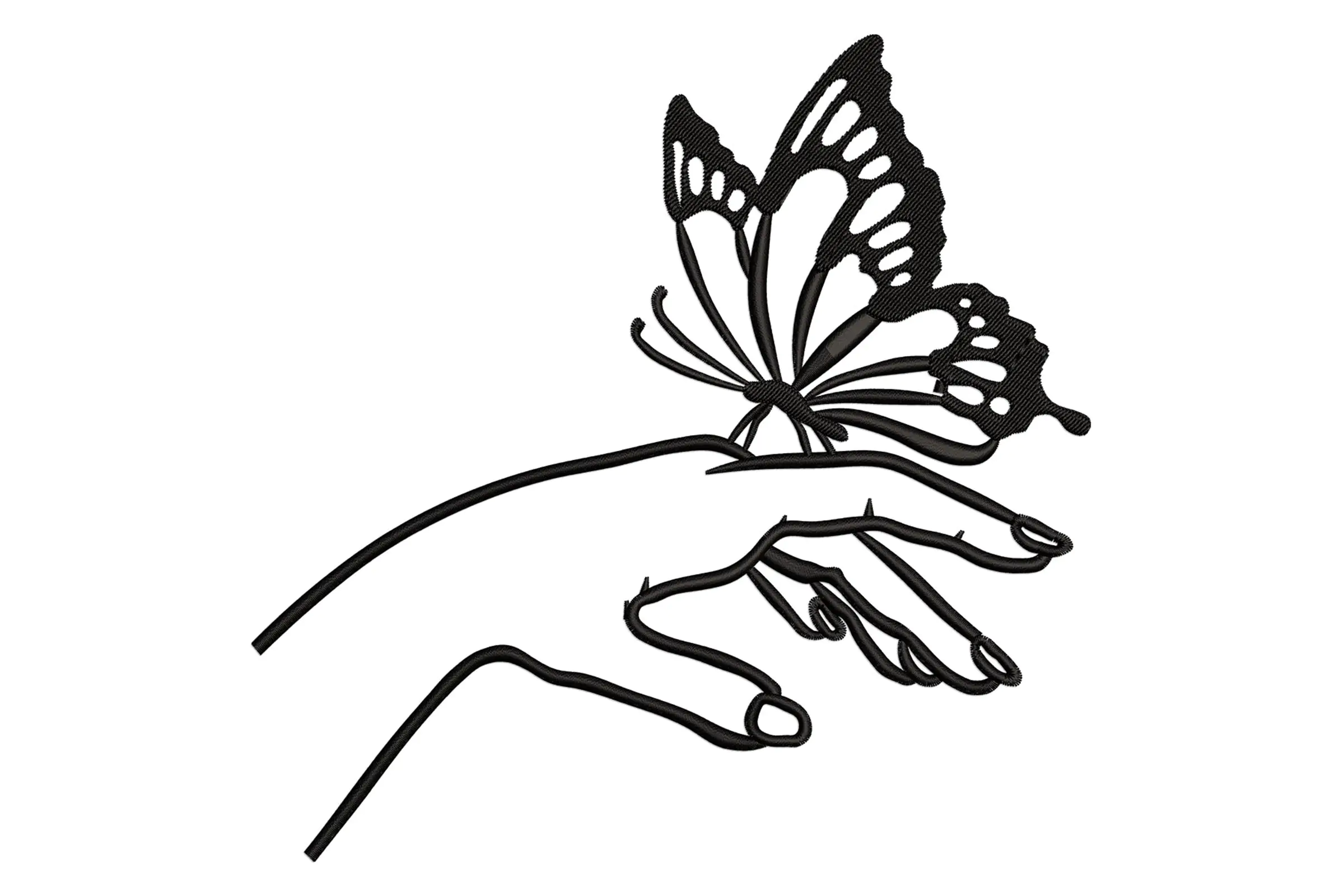 Hands with butterfly Machine Embroidery Design. butterfly embroidery File.