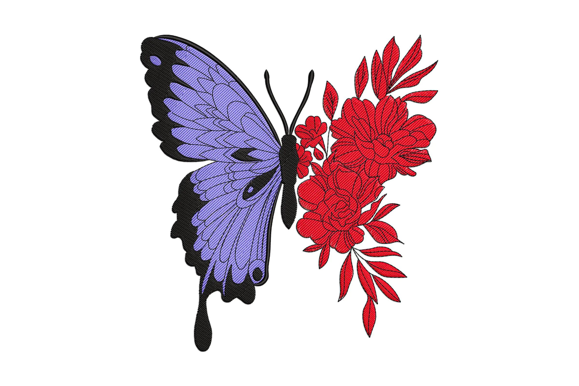 Floral Butterfly Embroidery Design