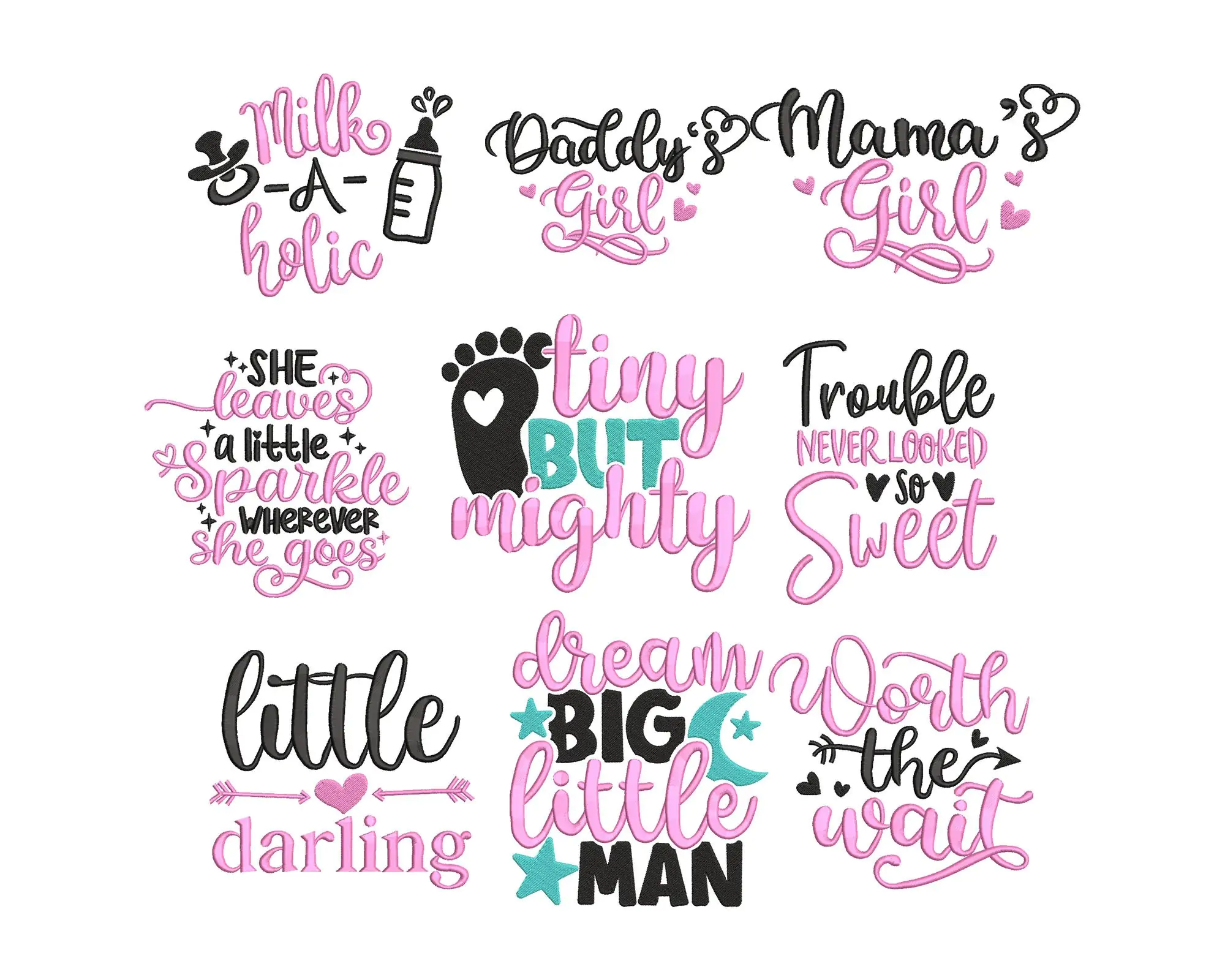 Baby Sayings Machine Embroidery Designs. Baby Shower embroidery designs. Baby Quote embroidery file